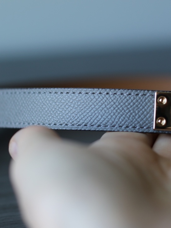 Vera Pelle Gray Leather Belt with Gold Tone Buckle main image 9